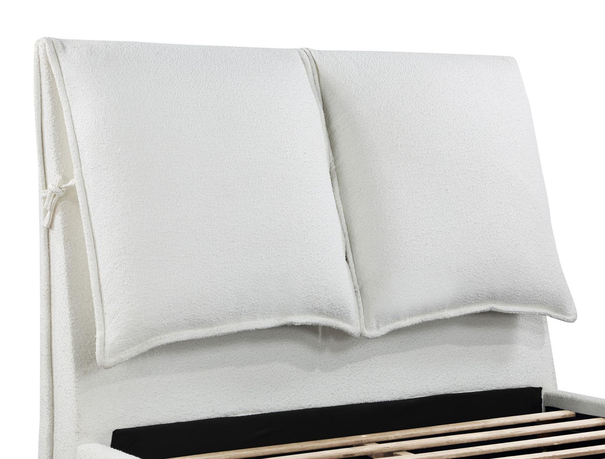 Gwendoline White Upholstered Queen Platform Bed with Pillow Headboard from Coaster - Luna Furniture