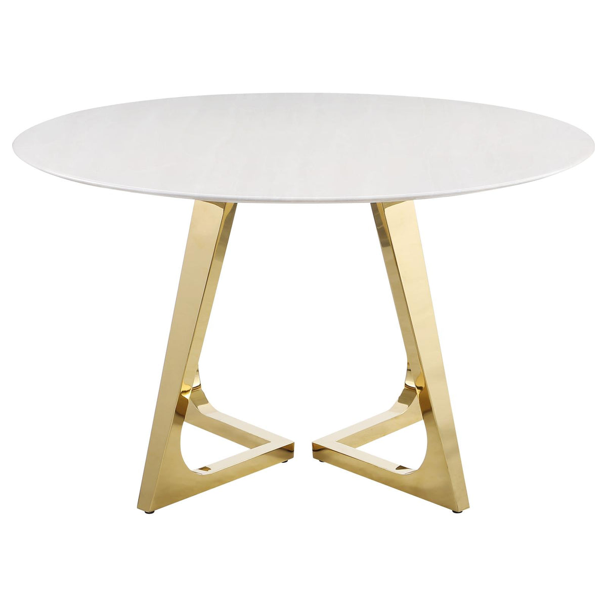 Gwynn White and Gold Stainless Steel Base Marble Top Round Dining Table from Coaster - Luna Furniture