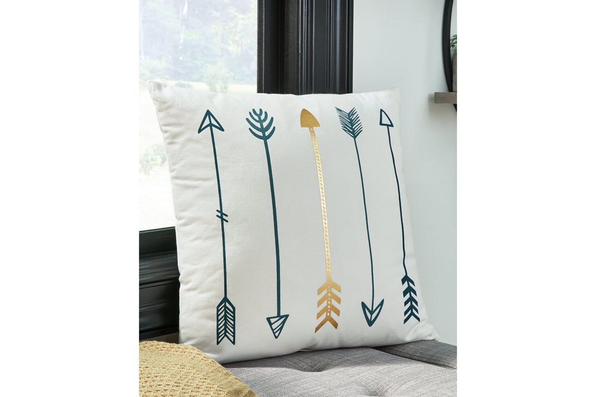 Gyldan White/Teal/Gold Pillow from Ashley - Luna Furniture