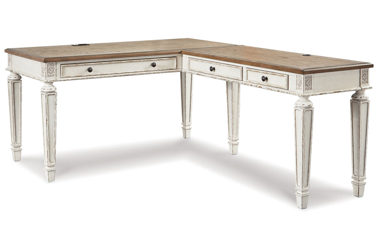 Realyn White/Brown 2-Piece Home Office Desk from Ashley - Luna Furniture