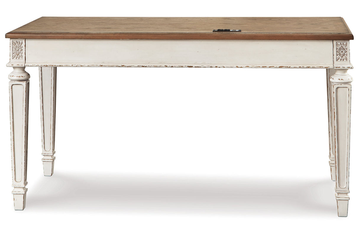Realyn White/Brown 60" Home Office Desk from Ashley - Luna Furniture