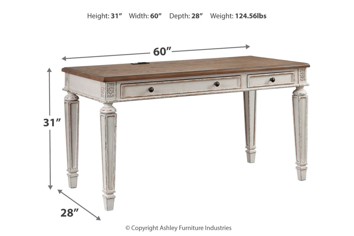 Realyn White/Brown 60" Home Office Desk -  - Luna Furniture