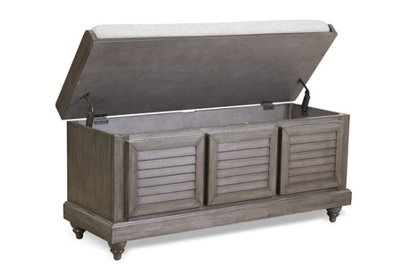 Woody Antique Gray Lift Top Storage Bench
