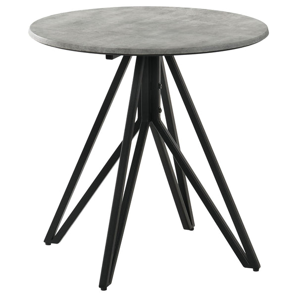 Hadi Cement and Gunmetal Round End Table with Hairpin Legs