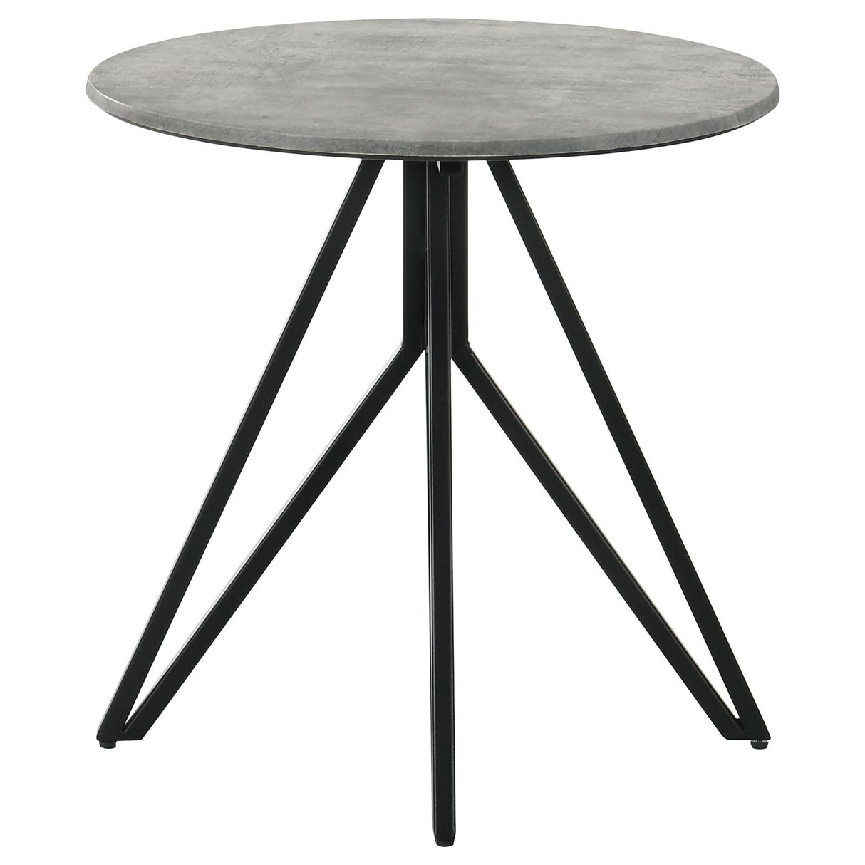 Hadi Cement and Gunmetal Round End Table with Hairpin Legs from Coaster - Luna Furniture