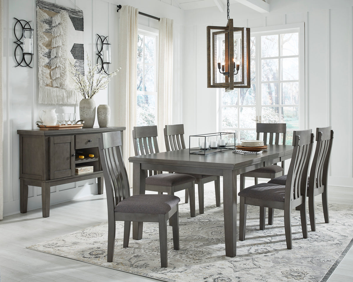 Hallanden Two-tone Gray Extendable Dining Set from Ashley Furniture - Luna Furniture