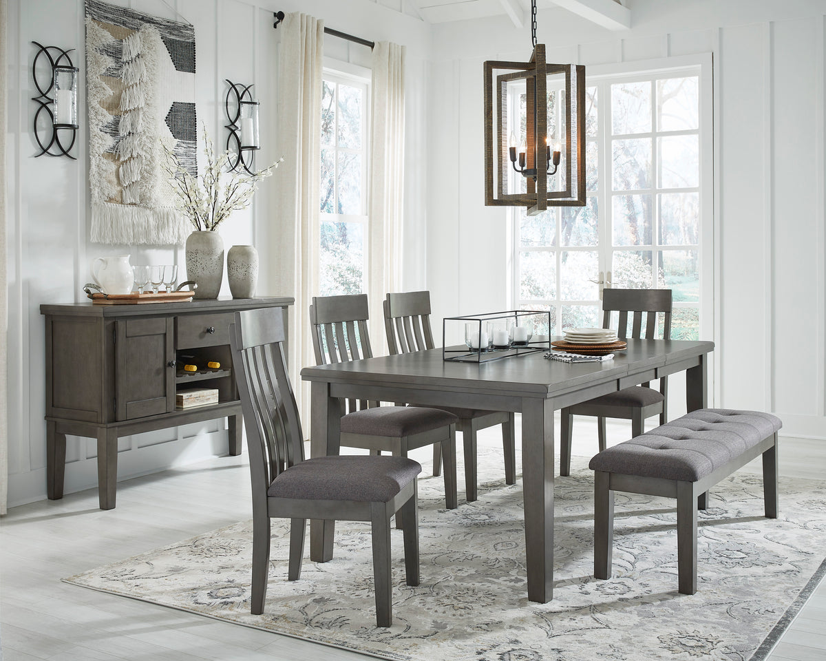 Hallanden Two-tone Gray Extendable Dining Set from Ashley Furniture - Luna Furniture