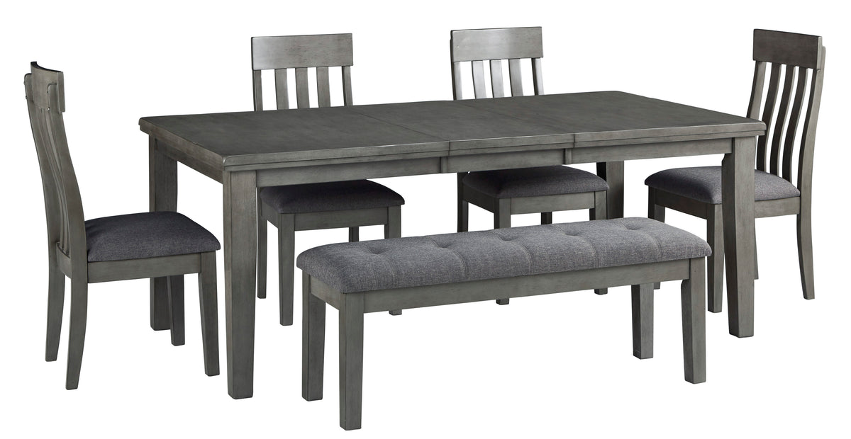 Hallanden Two-tone Gray Extendable Dining Set from Ashley Furniture - Luna Furniture