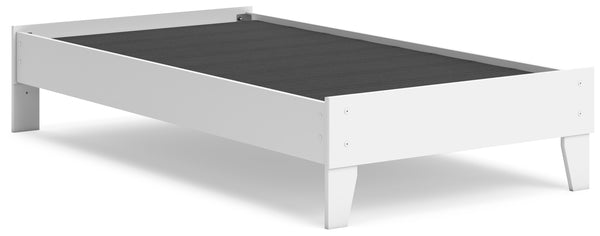 Hallityn White Twin Platform Base Bed