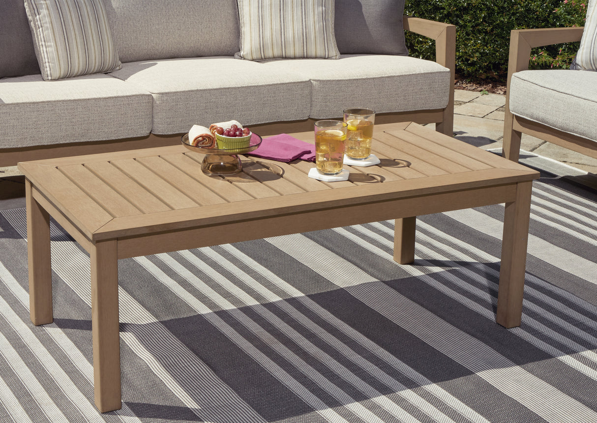 Hallow Creek Driftwood Outdoor Coffee Table from Ashley Furniture - Luna Furniture