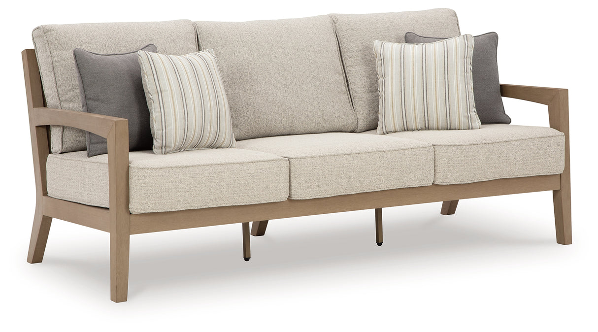 Hallow Creek Driftwood Outdoor Sofa with Cushion from Ashley Furniture - Luna Furniture
