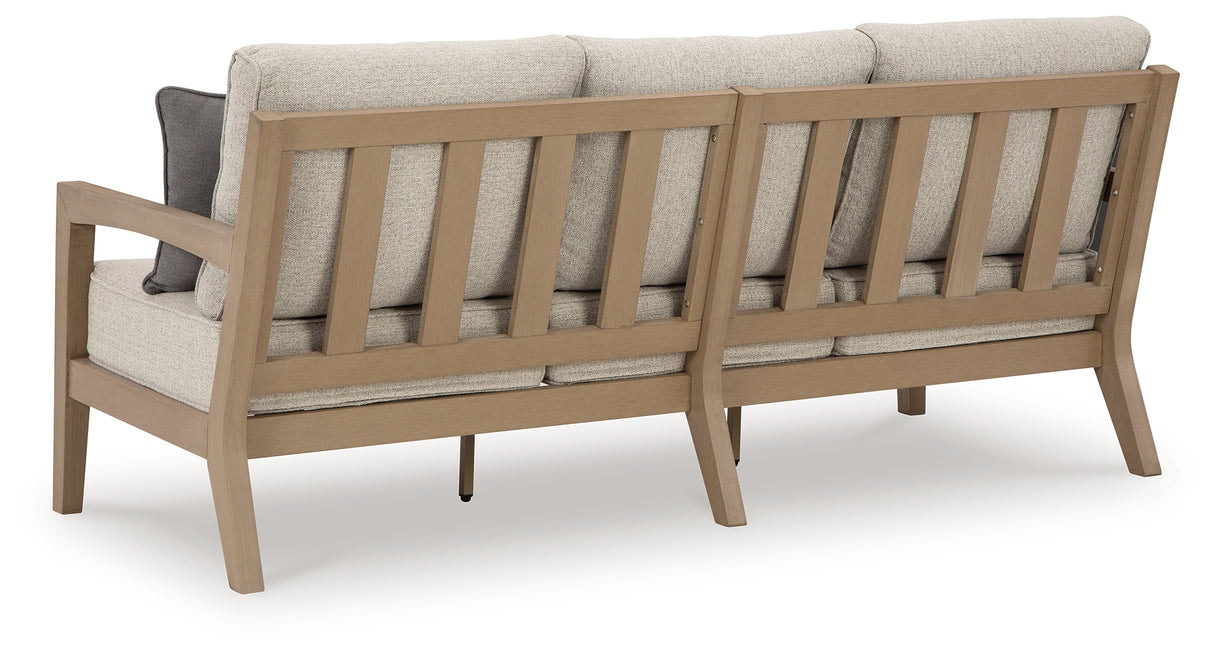 Hallow Creek Driftwood Outdoor Sofa with Cushion from Ashley Furniture - Luna Furniture