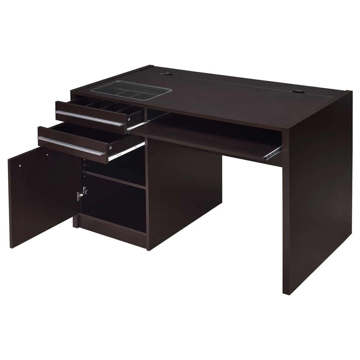 Halston Cappuccino Rectangular Connect-it Office Desk from Coaster - Luna Furniture