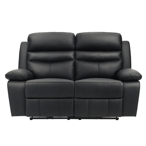 Hancock Black Leather Power Double Reclining Loveseat