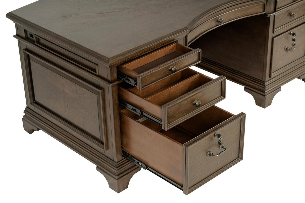 Hartshill Burnished Oak Executive Desk with File Cabinets from Coaster - Luna Furniture