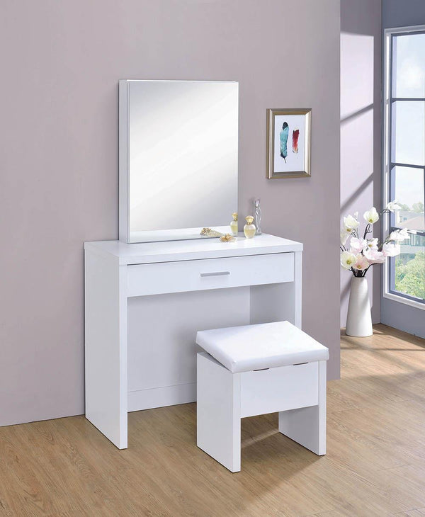 Harvey White 2-Piece Vanity Set with Lift-Top Stool