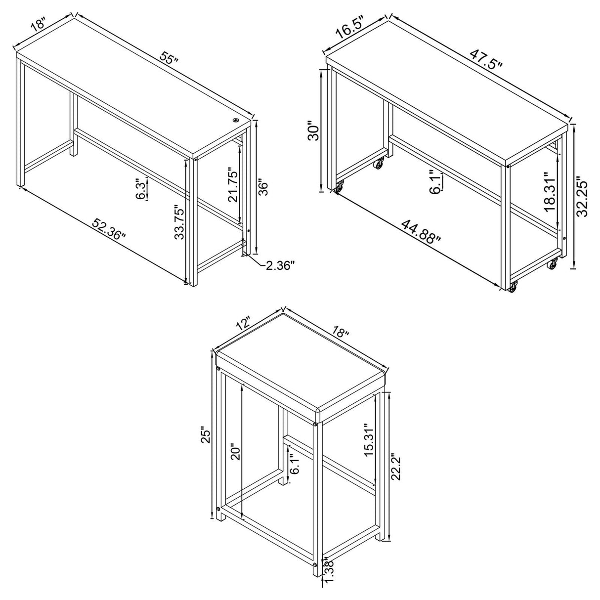Hawes Black 4-Piece Multipurpose Counter Height Table Set from Coaster - Luna Furniture