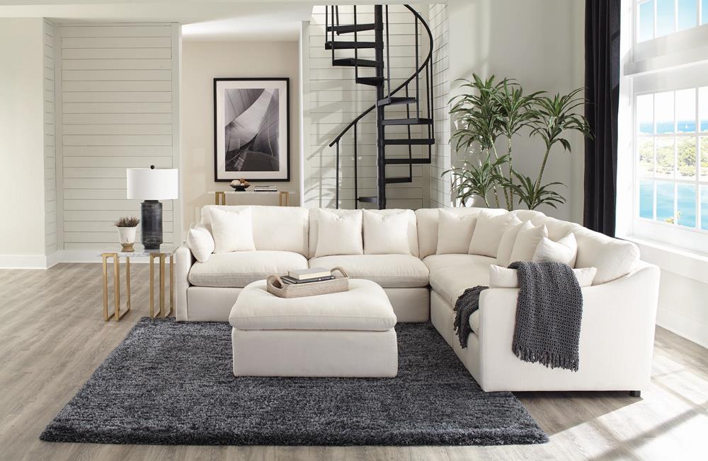 Hobson Off-White Cushion Back Armless Chair from Coaster - Luna Furniture