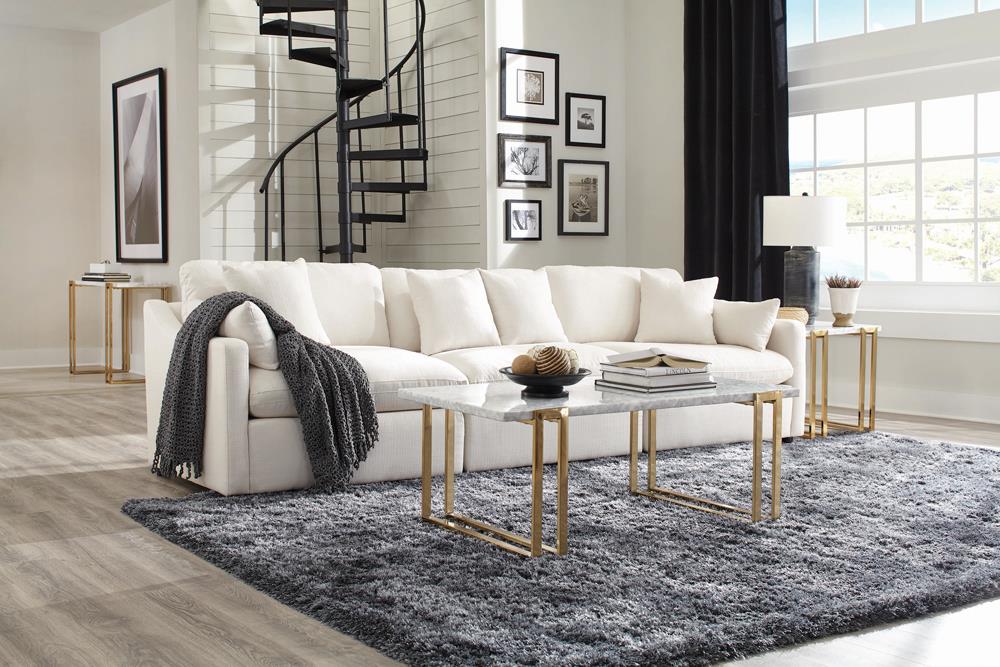 Hobson Off-White Cushion Back Armless Chair from Coaster - Luna Furniture