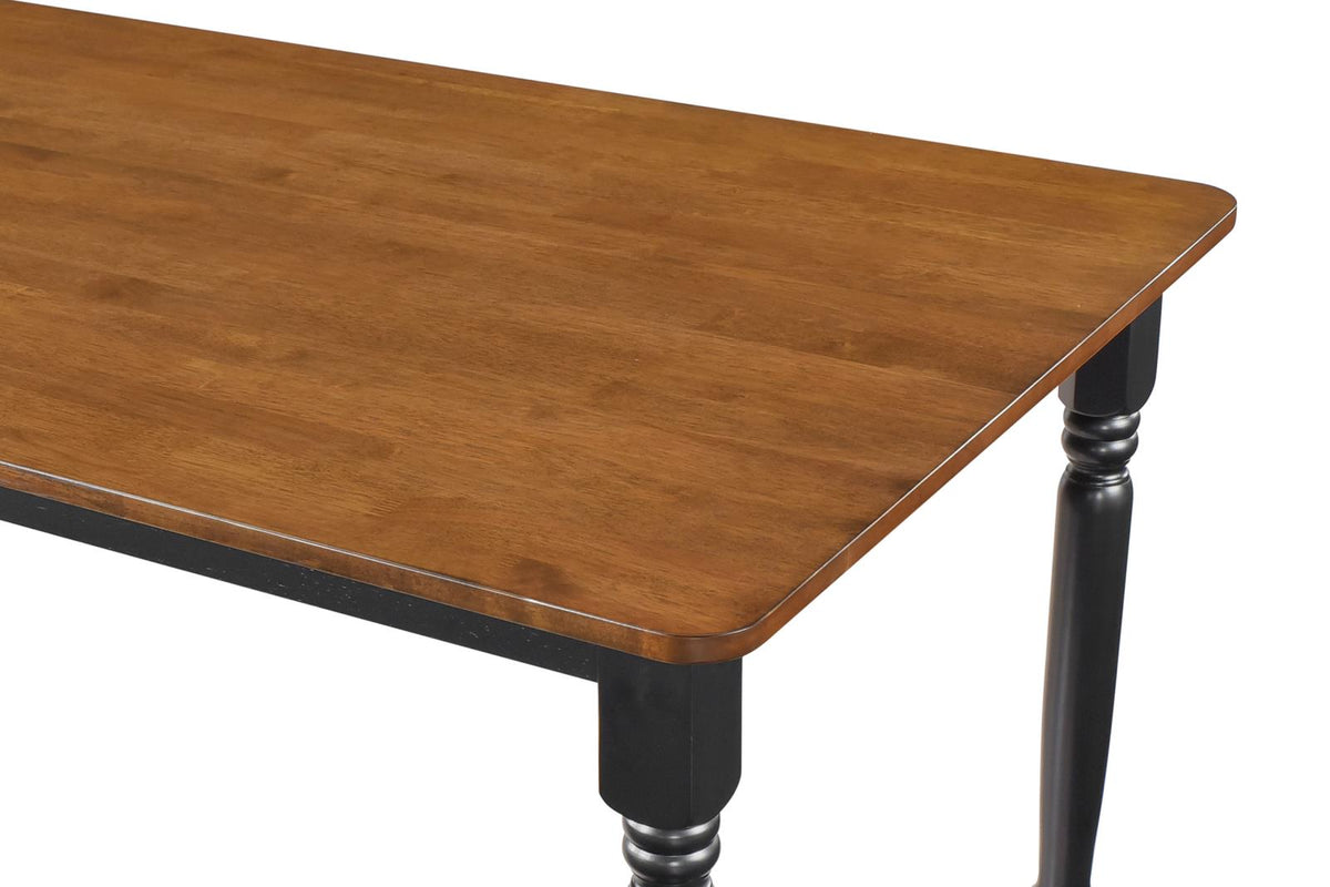 Hollyoak Walnut and Black Farmhouse Rectangular Dining Table with Turned Legs from Coaster - Luna Furniture