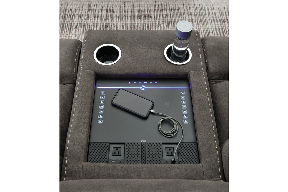 Hoopster Gunmetal 6-Piece Power Reclining Sectional from Ashley - Luna Furniture