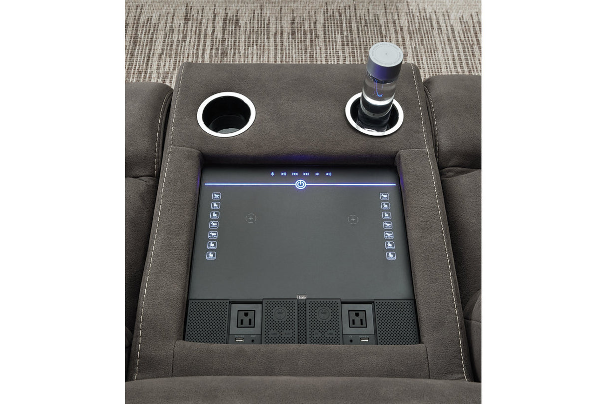 Hoopster Gunmetal 6-Piece Power Reclining Sectional from Ashley - Luna Furniture