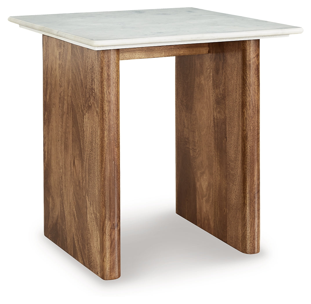 Isanti Light Brown/White End Table from Ashley - Luna Furniture