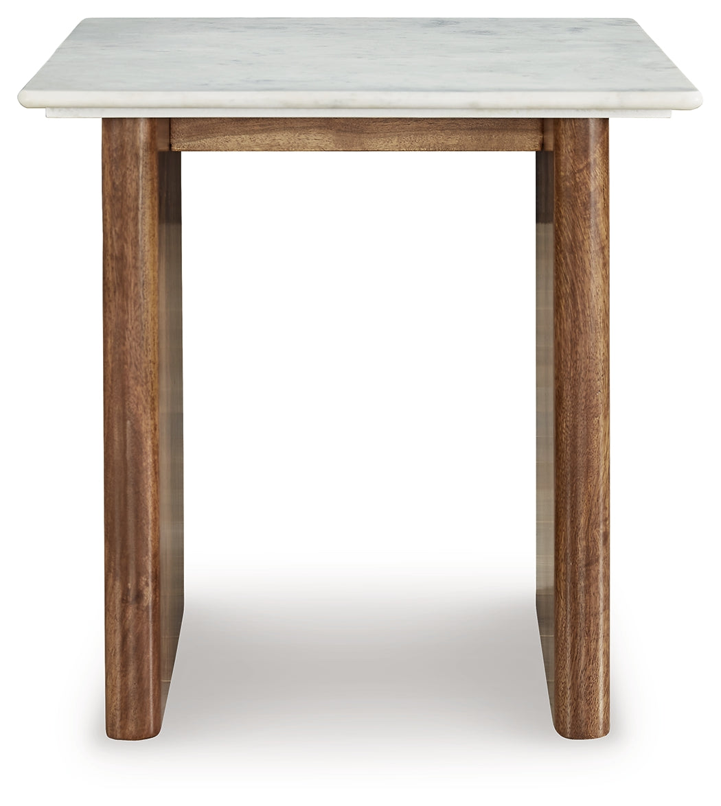 Isanti Light Brown/White End Table from Ashley - Luna Furniture