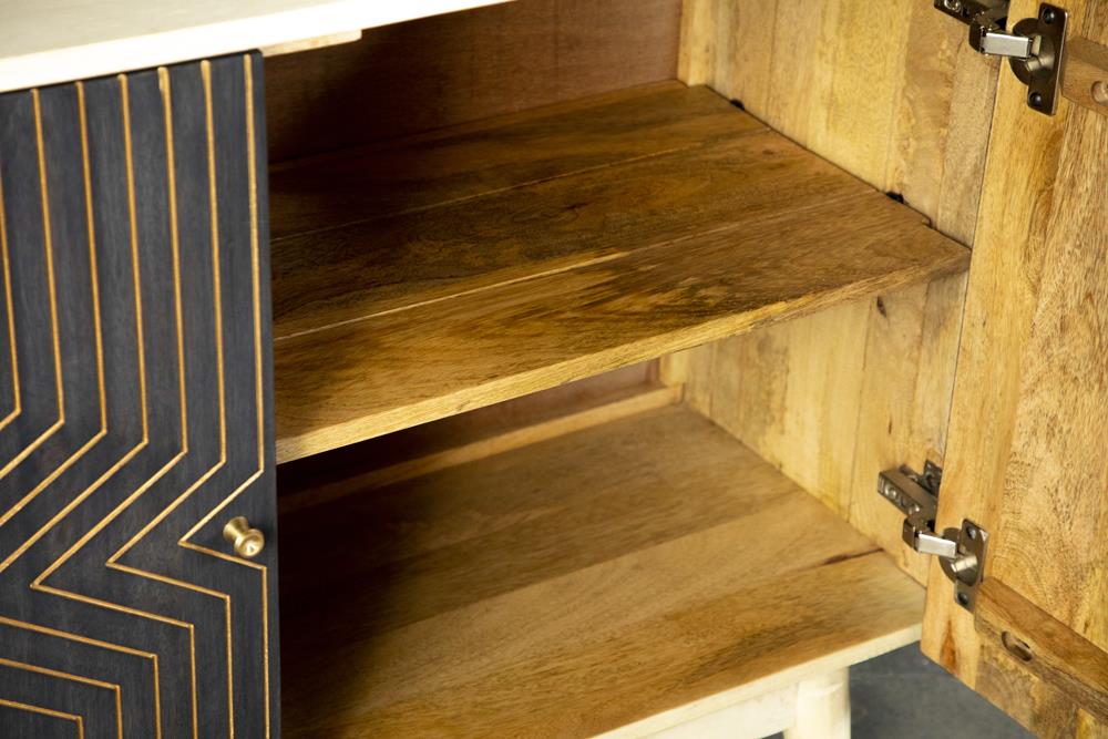 Ixora White Washed and Black 2-Door Accent Cabinet from Coaster - Luna Furniture