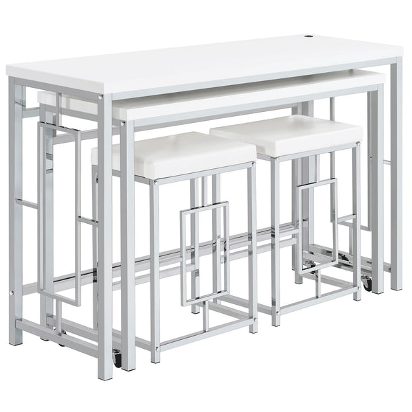 Jackson White and Chrome 4-Piece Multipurpose Counter Height Table Set
