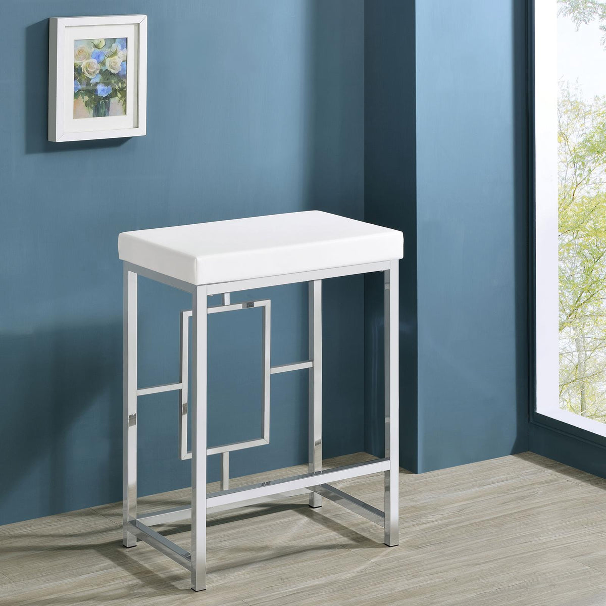 Jackson White and Chrome 4-Piece Multipurpose Counter Height Table Set from Coaster - Luna Furniture