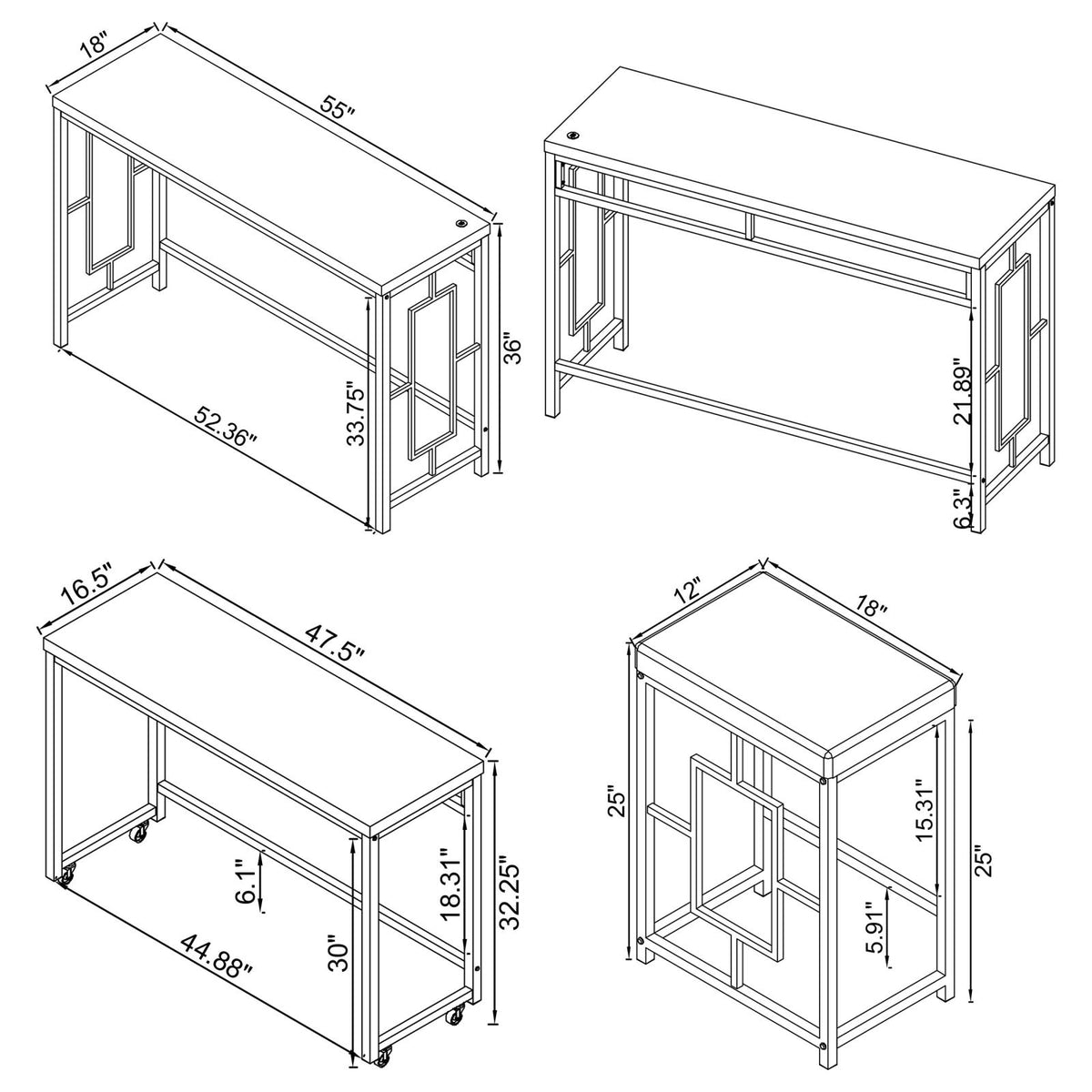 Jackson White and Chrome 4-Piece Multipurpose Counter Height Table Set from Coaster - Luna Furniture
