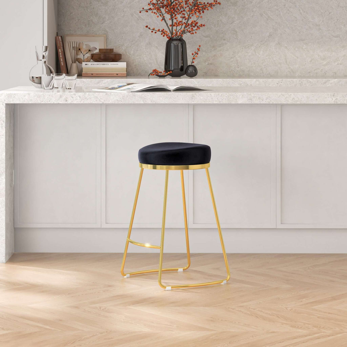 Jane 26" Mid-Century Modern Luxury Upholstered Stool Ivory Boucle from Ashcroft Furniture - Luna Furniture
