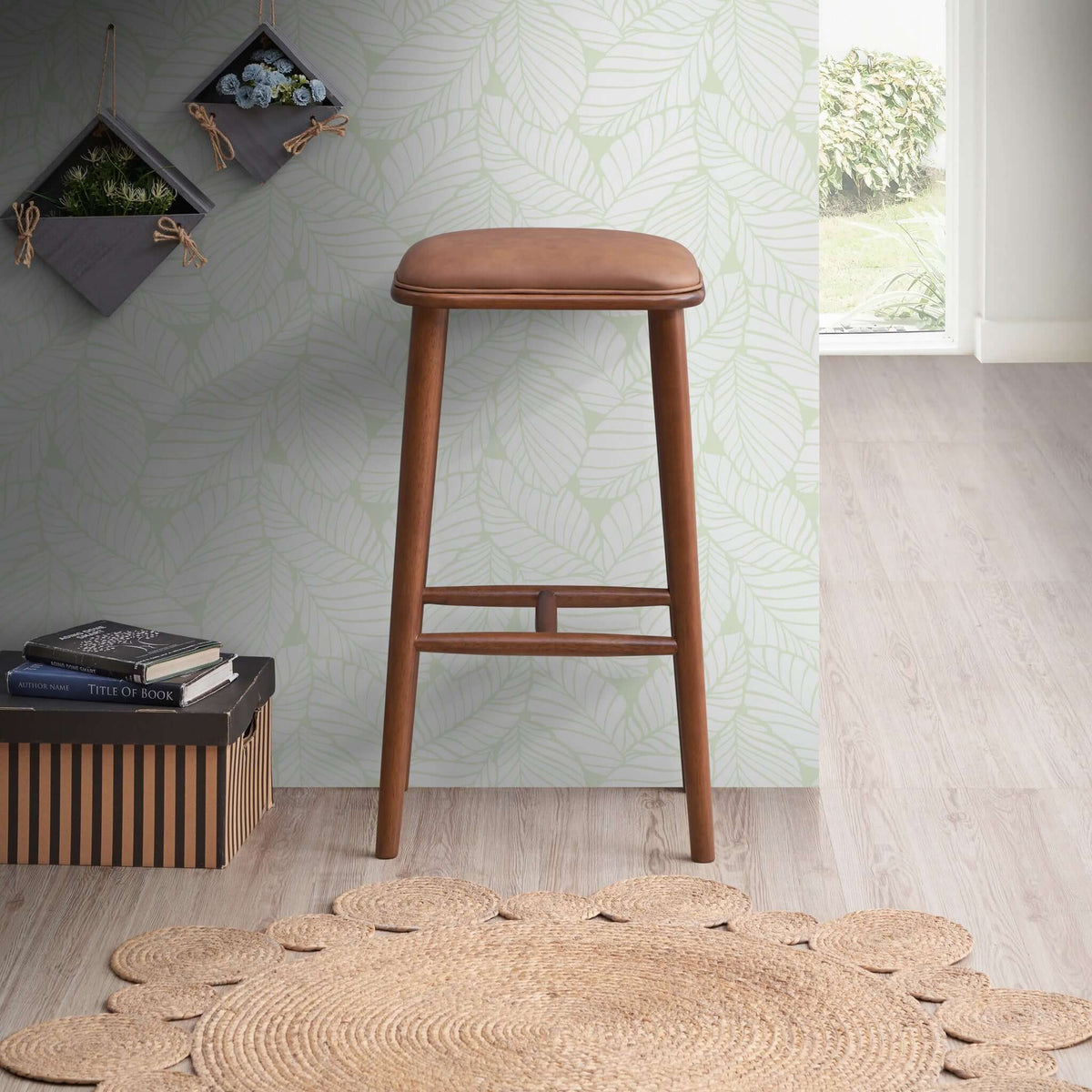 Jason Tan Vegan Leather Bar Stool from Ashcroft Furniture - Luna Furniture