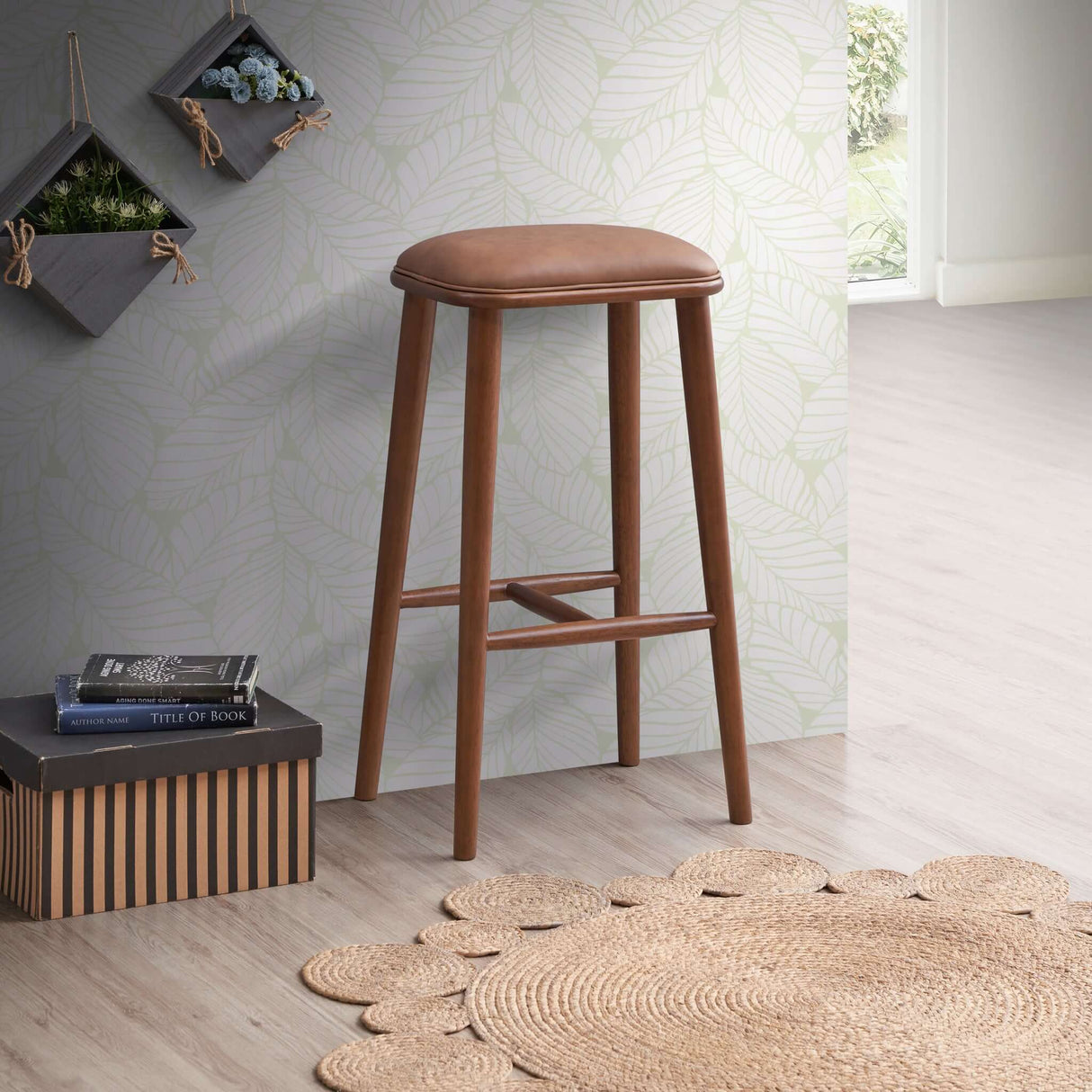 Jason Tan Vegan Leather Bar Stool from Ashcroft Furniture - Luna Furniture