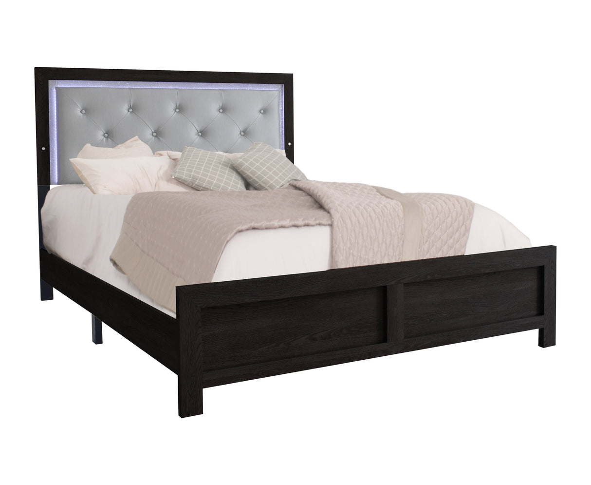 Jaylen Black Queen LED Panel Bed from Crown Mark - Luna Furniture