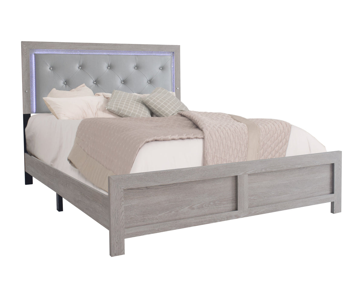 Jaylen Cream Queen LED Panel Bed from Crown Mark - Luna Furniture