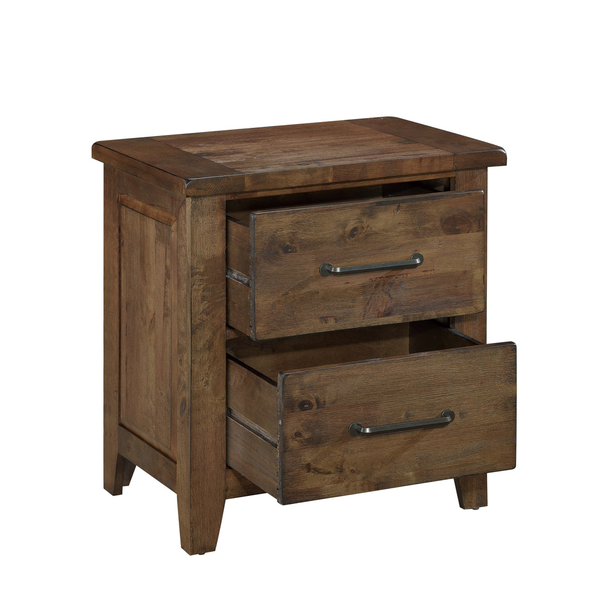 Jerrick Burnished Brown 4-Piece Queen Sleigh Storage Platform Bedroom Set (Queen Bed, Nightstand, Dresser, Mirror) from Homelegance - Luna Furniture