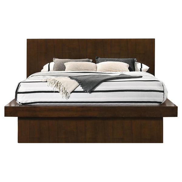 Jessica Cappuccino Queen Platform Bed with Rail Seating