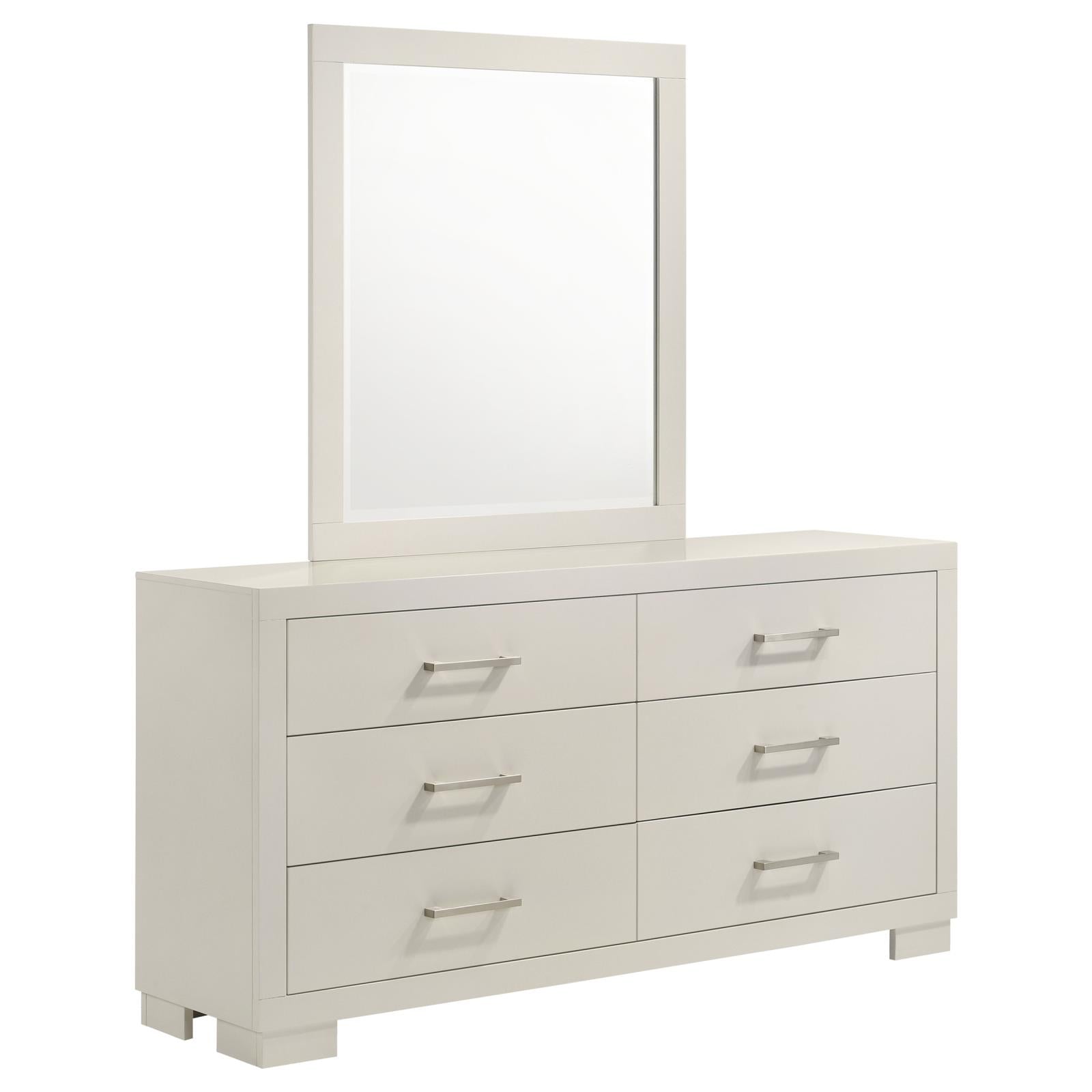 Jessica 6-drawer Dresser with Mirror White - Luna Furniture