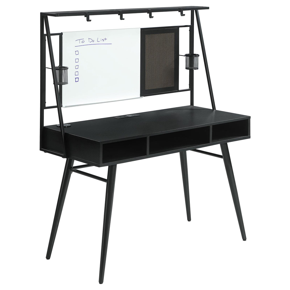 Jessie Black and Gunmetal Writing Desk with USB Ports from Coaster - Luna Furniture