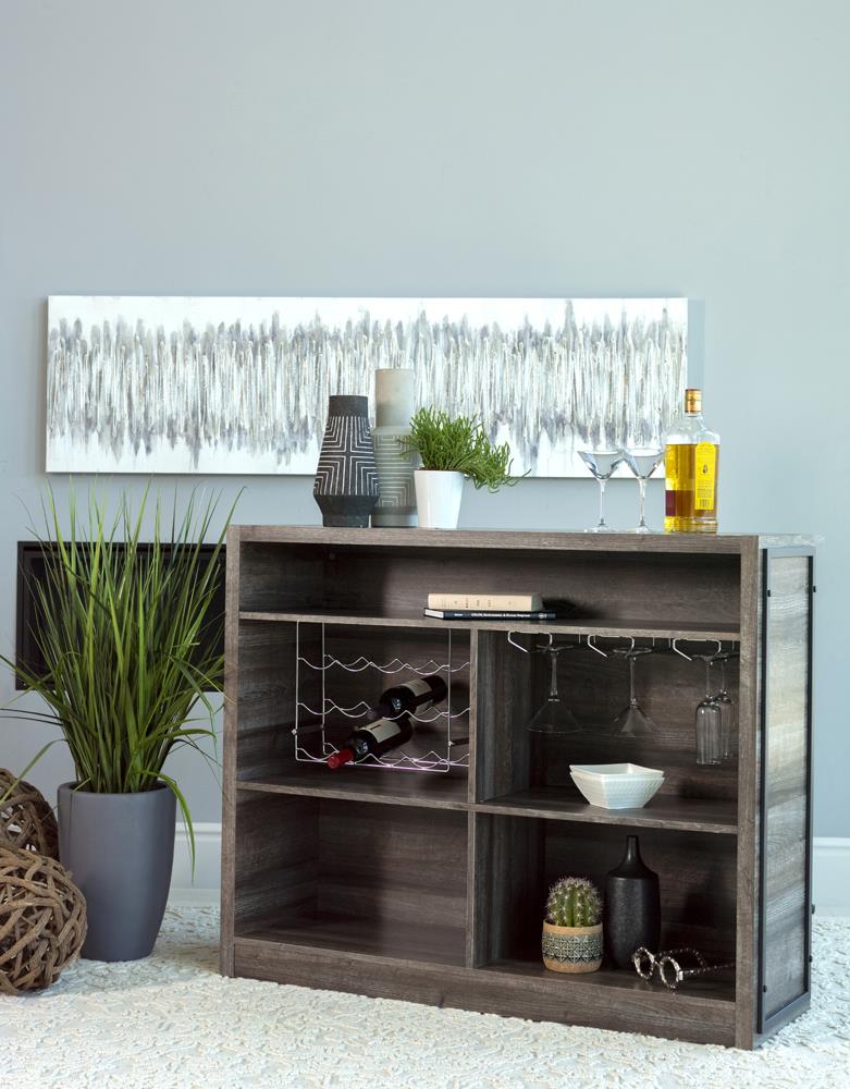 Joe Aged Oak 5-Shelf Bar Unit from Coaster - Luna Furniture