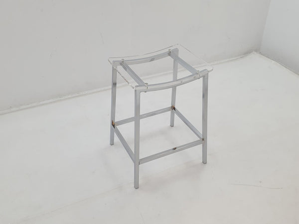 Jovani Clear and Chrome Acrylic Backless Counter Height Bar Stools, Set of 2