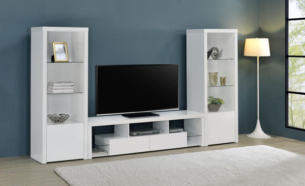 Jude White High Gloss 3-Piece Entertainment Center With 71" TV Stand