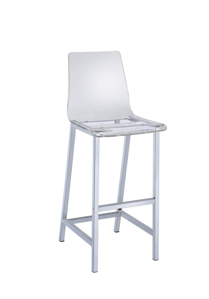 Juelia Chrome and Clear Acrylic Bar Stools, Set of 2 from Coaster - Luna Furniture