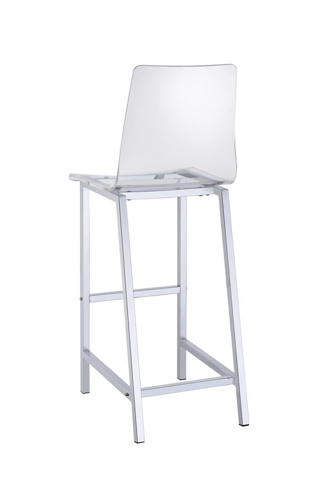 Juelia Chrome and Clear Acrylic Bar Stools, Set of 2 from Coaster - Luna Furniture