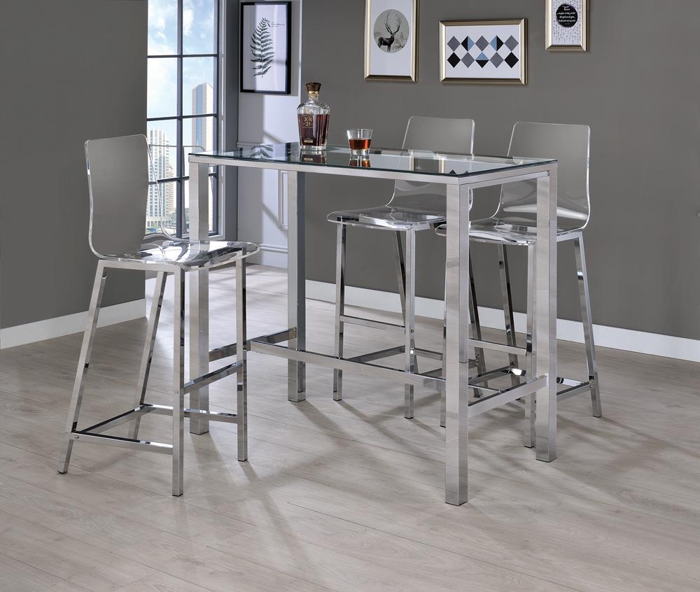 Juelia Chrome and Clear Acrylic Bar Stools, Set of 2 from Coaster - Luna Furniture
