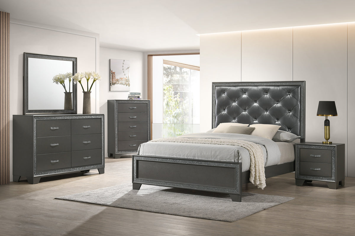Kaia Gray King Panel Bed from Crown Mark - Luna Furniture