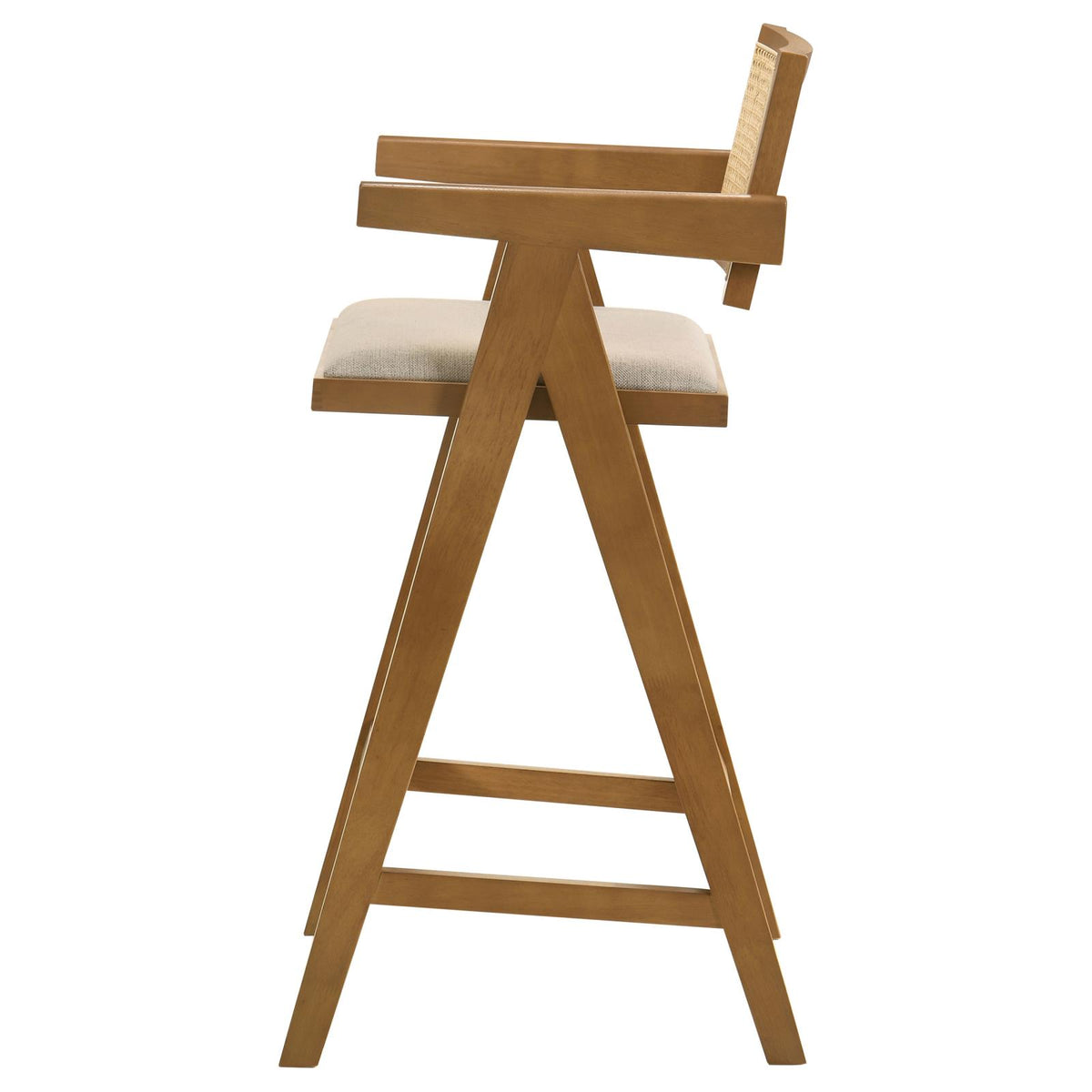 Kane Light Walnut Solid Wood Bar Stool with Woven Rattan Back, Set of 2 from Coaster - Luna Furniture