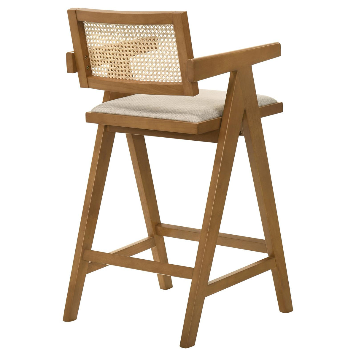 Kane Light Walnut Solid Wood Bar Stool with Woven Rattan Back, Set of 2 from Coaster - Luna Furniture